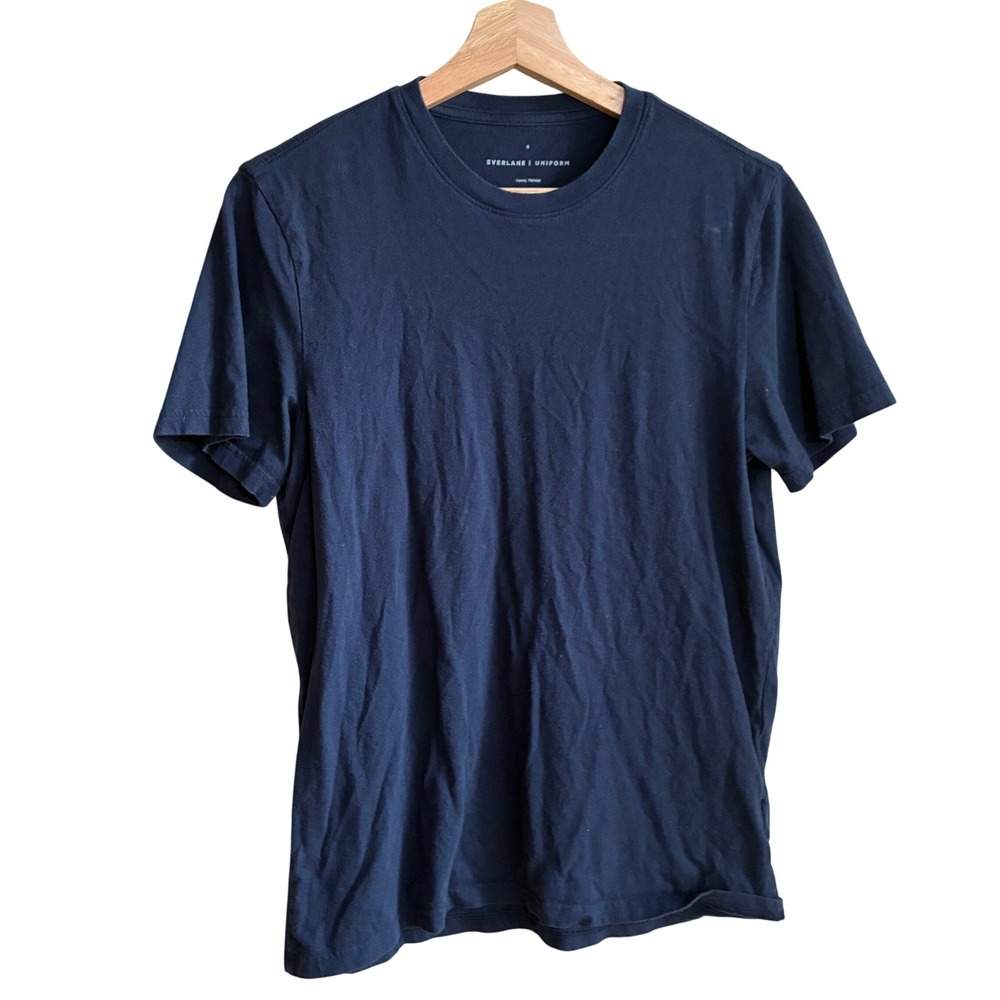 Everlane Uniform Organic Cotton Crew Neck Tee Size S Navy Blue Mens Short Sleeve